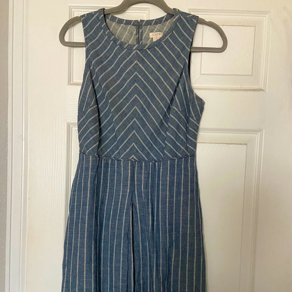J Crew Sleeveless Dress, worn once! Blue pinstripe